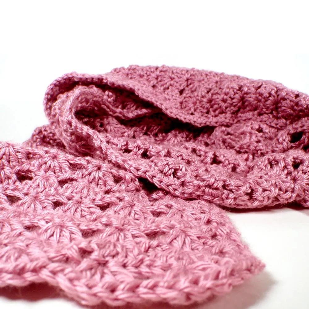 1 Beginner Easy Yarn Crochet Knitted Scarf Kit Dusty Rose Knit Handmade Kid Gift