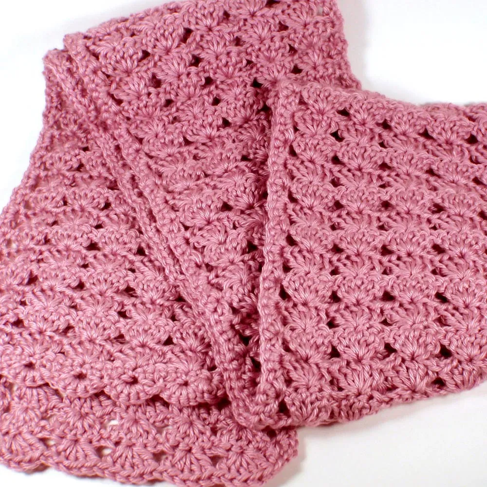 1 Beginner Easy Yarn Crochet Knitted Scarf Kit Dusty Rose Knit Handmade Kid Gift