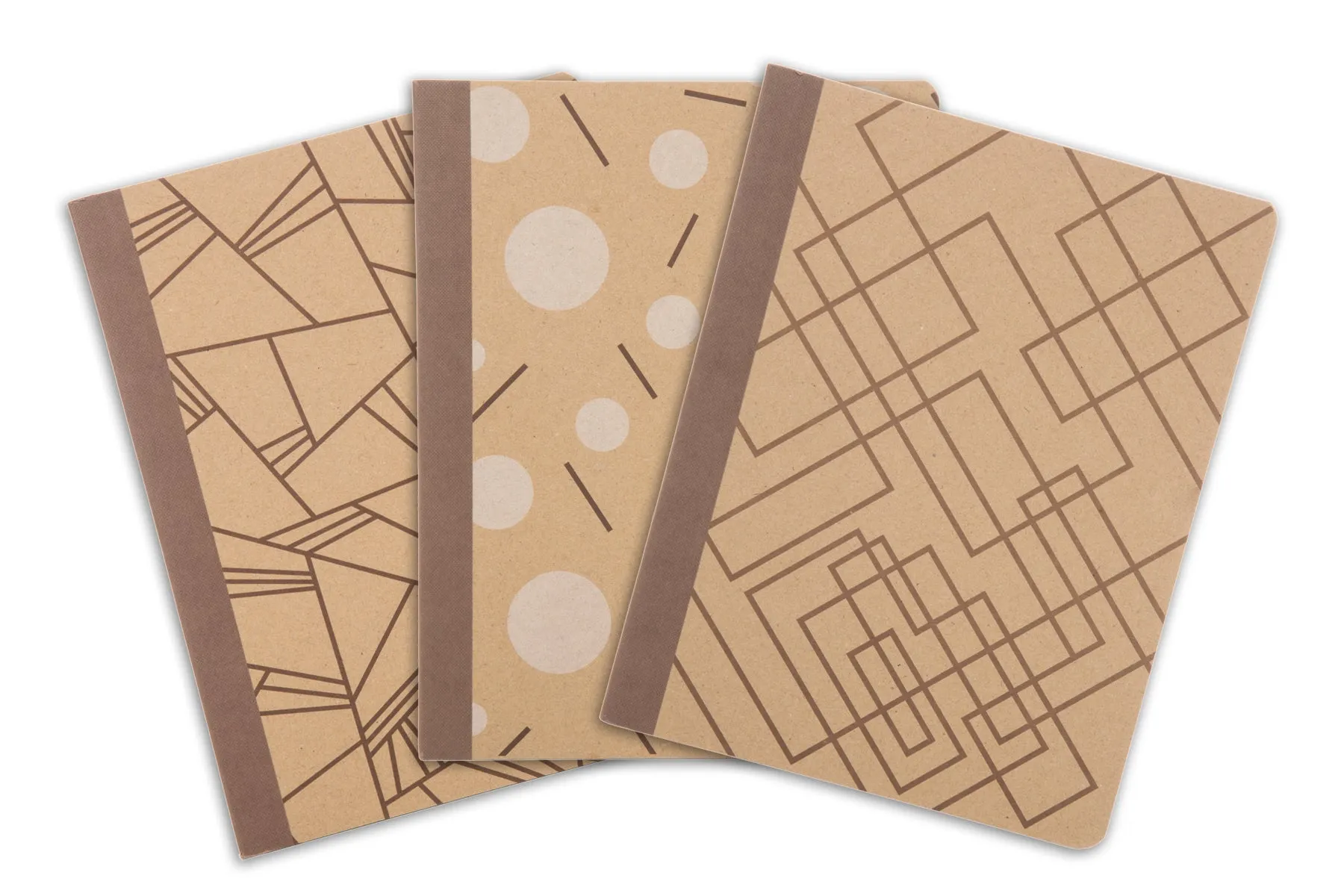 100% Recycled Kraft Composition Book (3 Pack) - Designs - 7.5in x 9.5in (07124)