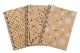 100% Recycled Kraft Junior Notebook (3 Pack) - Designs - 6.5in x 9.5in (07120)