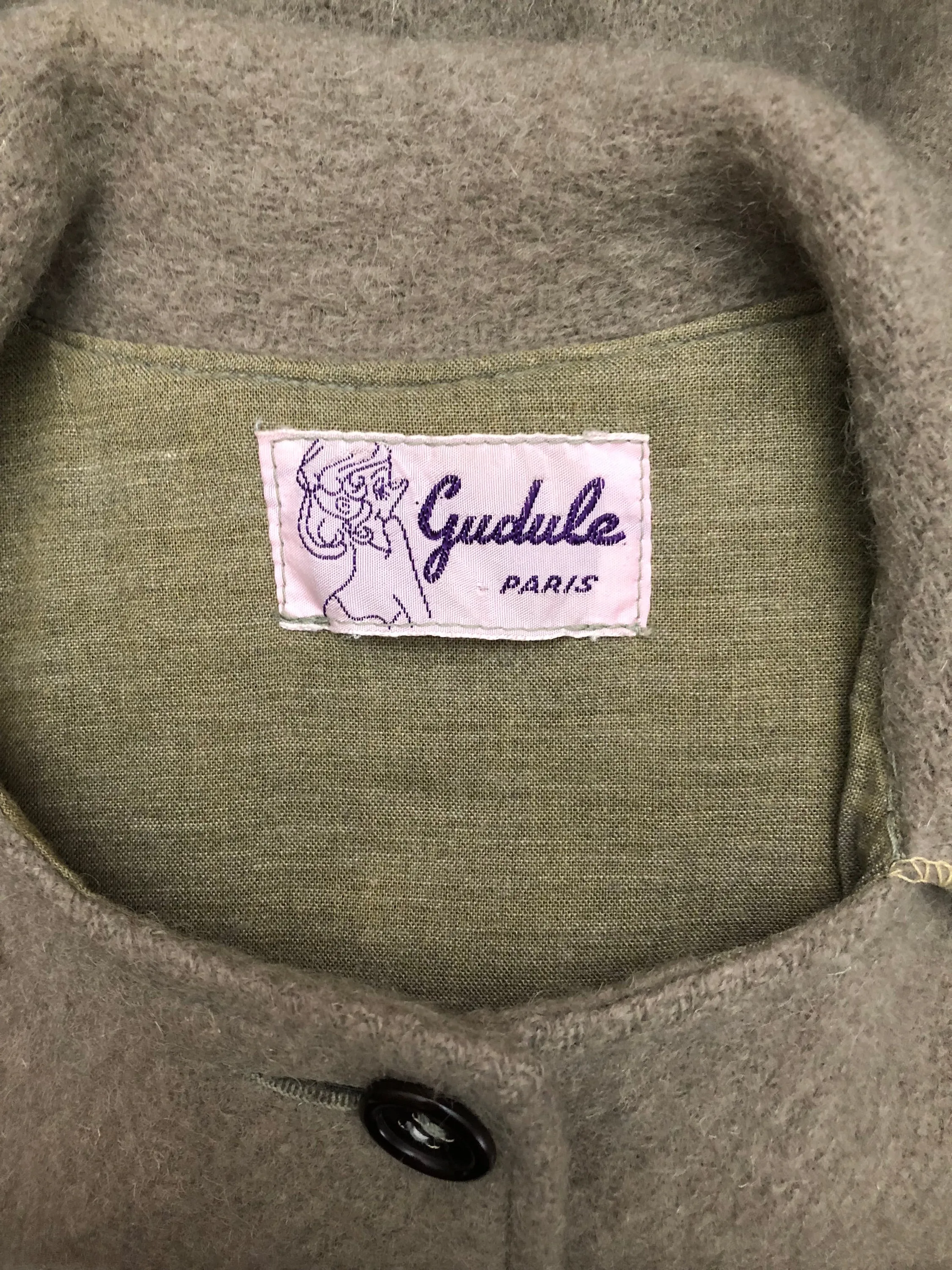 1970s Green Wool Oversized Scarf Coat