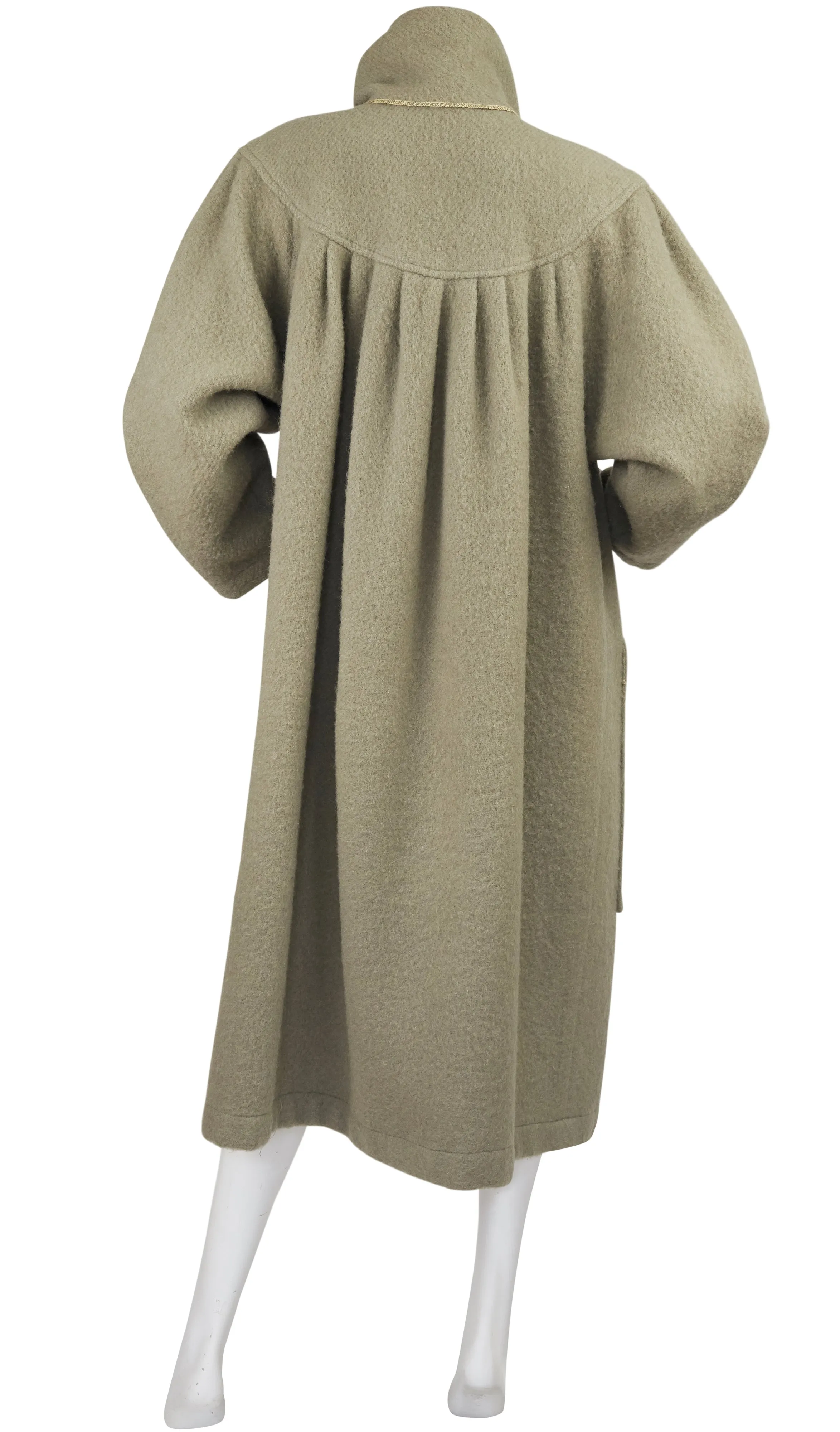 1970s Green Wool Oversized Scarf Coat