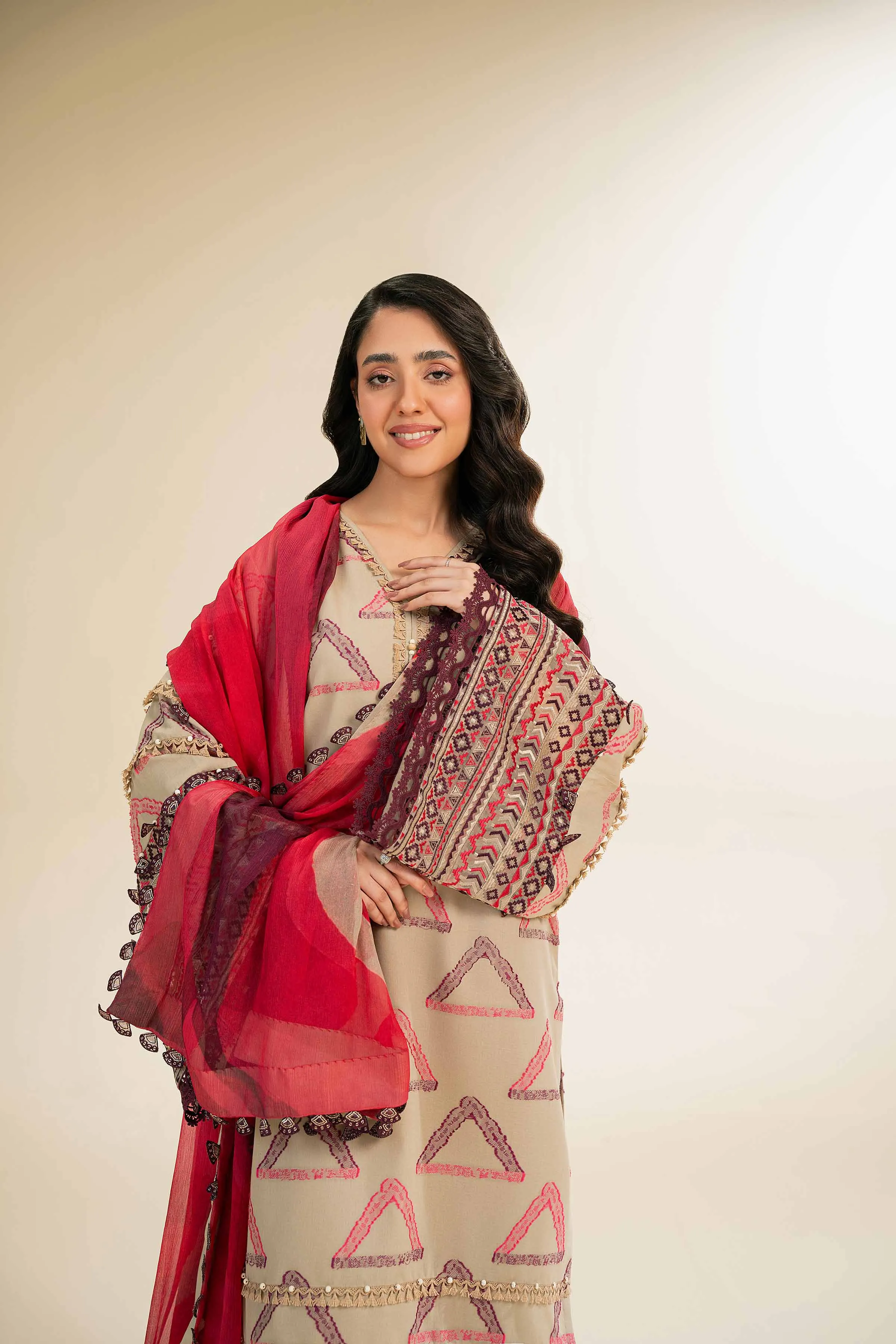 3 Piece - Jacquard Embroidered Suit - 42501095