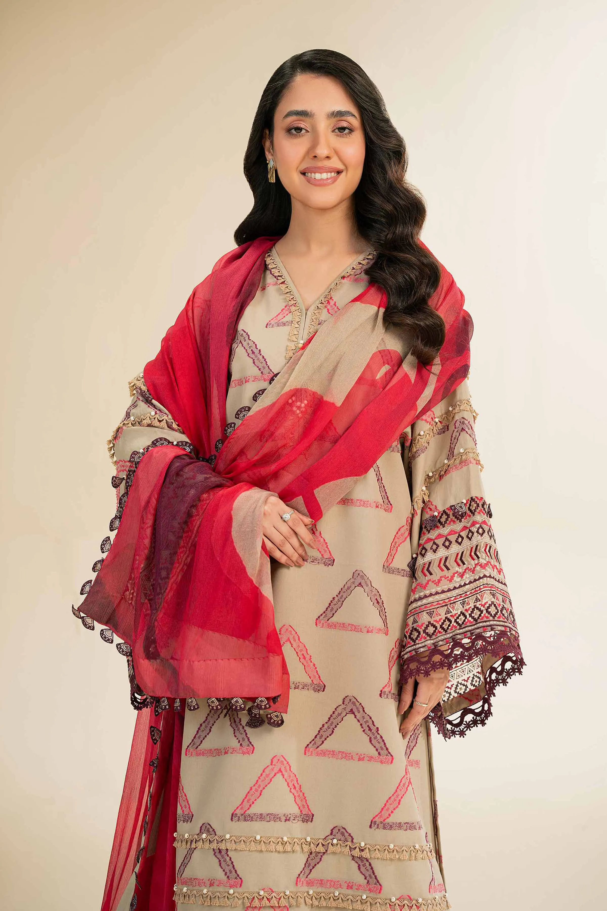 3 Piece - Jacquard Embroidered Suit - 42501095