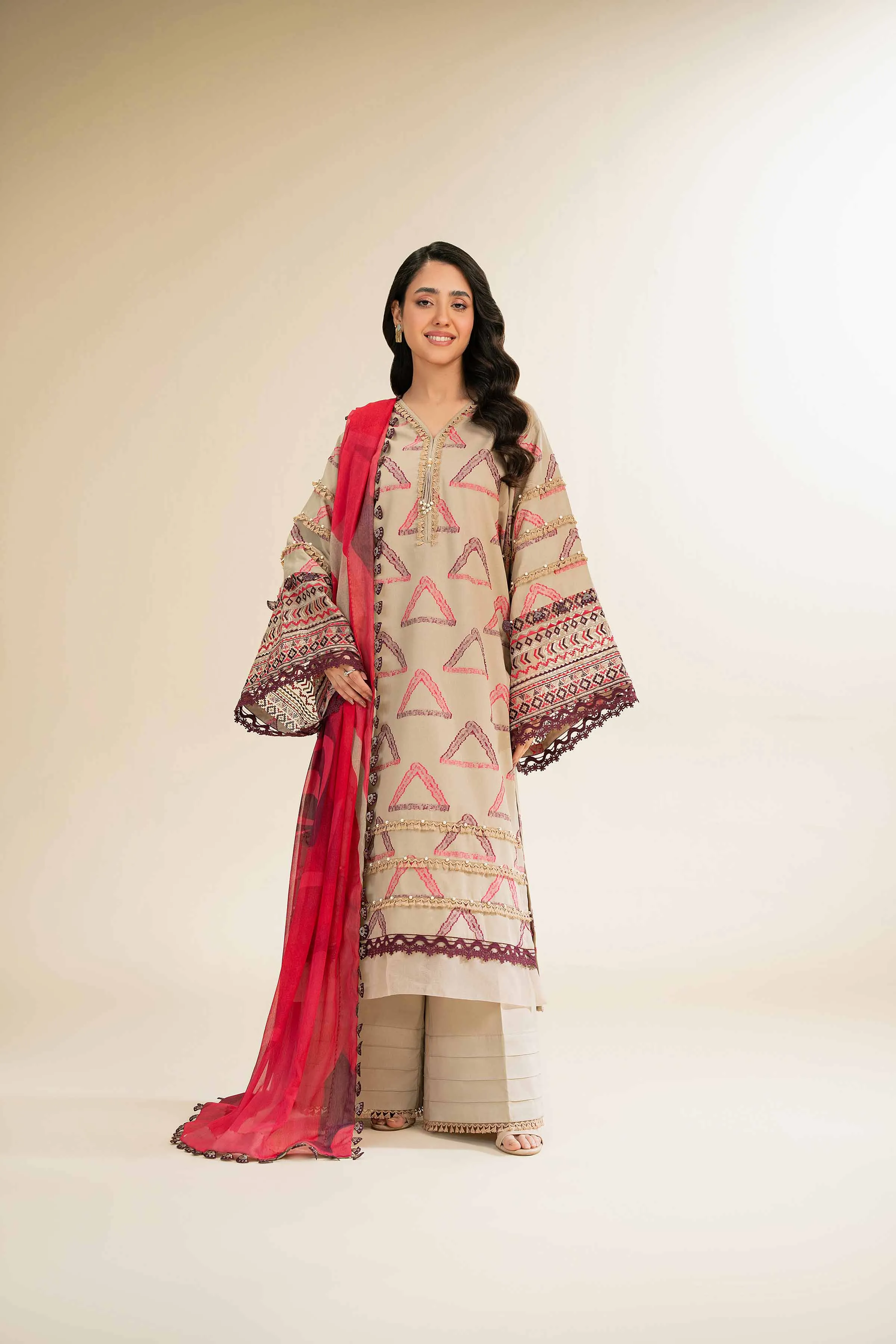 3 Piece - Jacquard Embroidered Suit - 42501095
