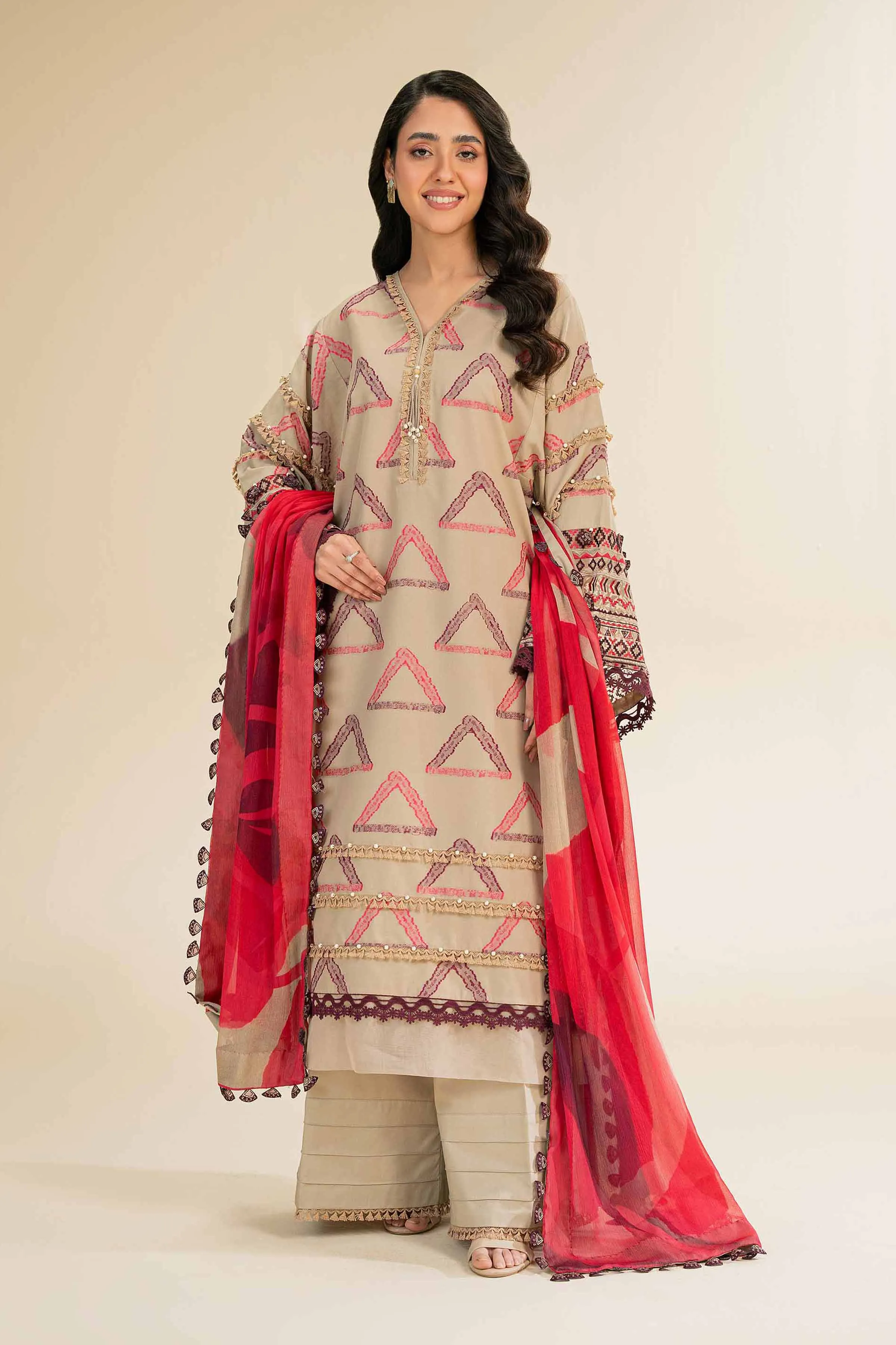 3 Piece - Jacquard Embroidered Suit - 42501095
