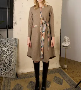 Abigale Taupe Brown Coat Midi Dress