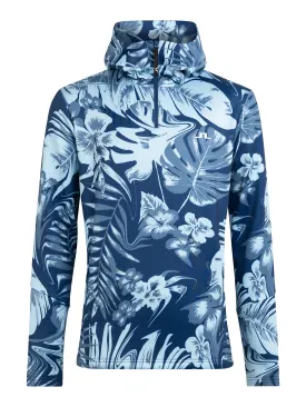 Aerial Print Quater Hood / Hibiscus Blue