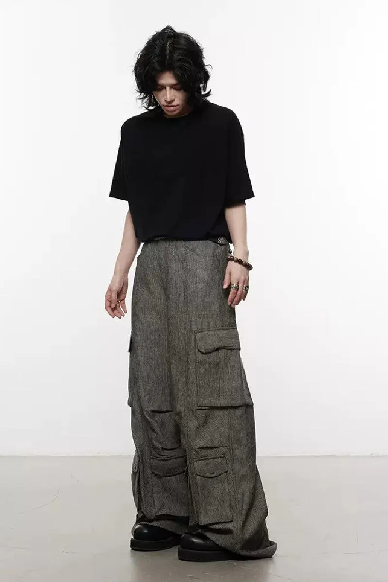 Bold Striped Oversized Multi Pocket Trousers