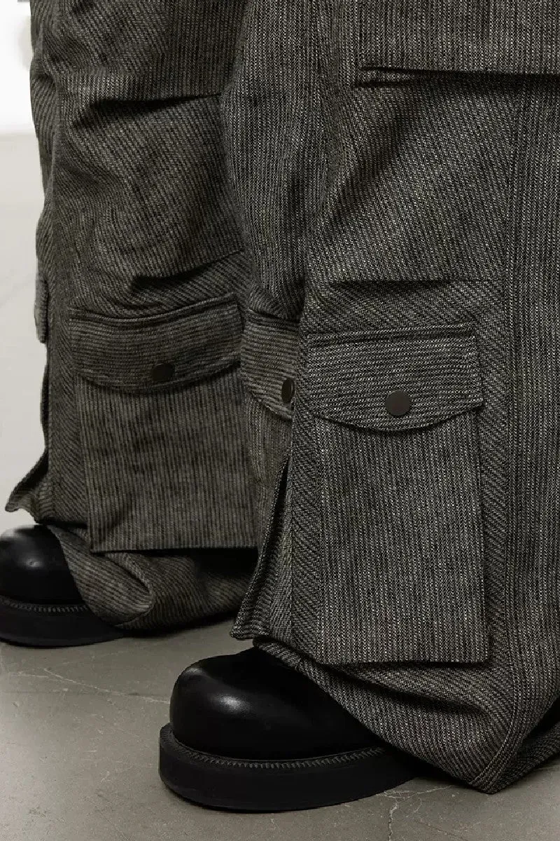 Bold Striped Oversized Multi Pocket Trousers