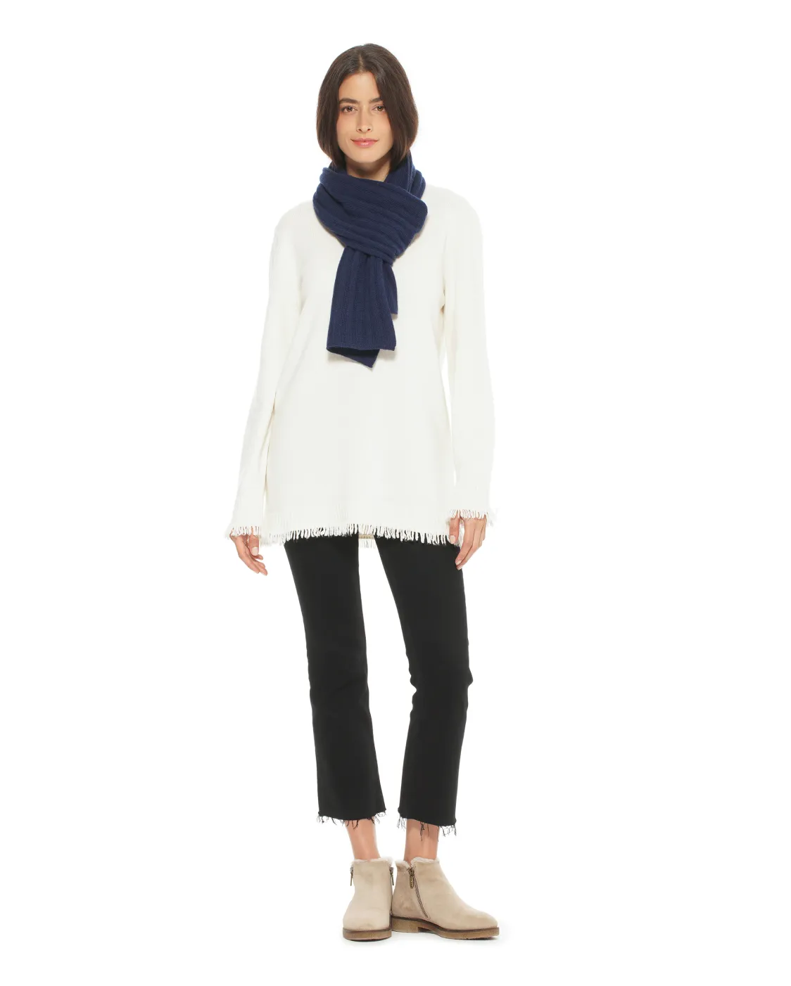 Cashmere & Wool Chunky Ribbed Scarf Night Blue