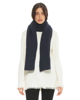Cashmere & Wool Chunky Ribbed Scarf Night Blue