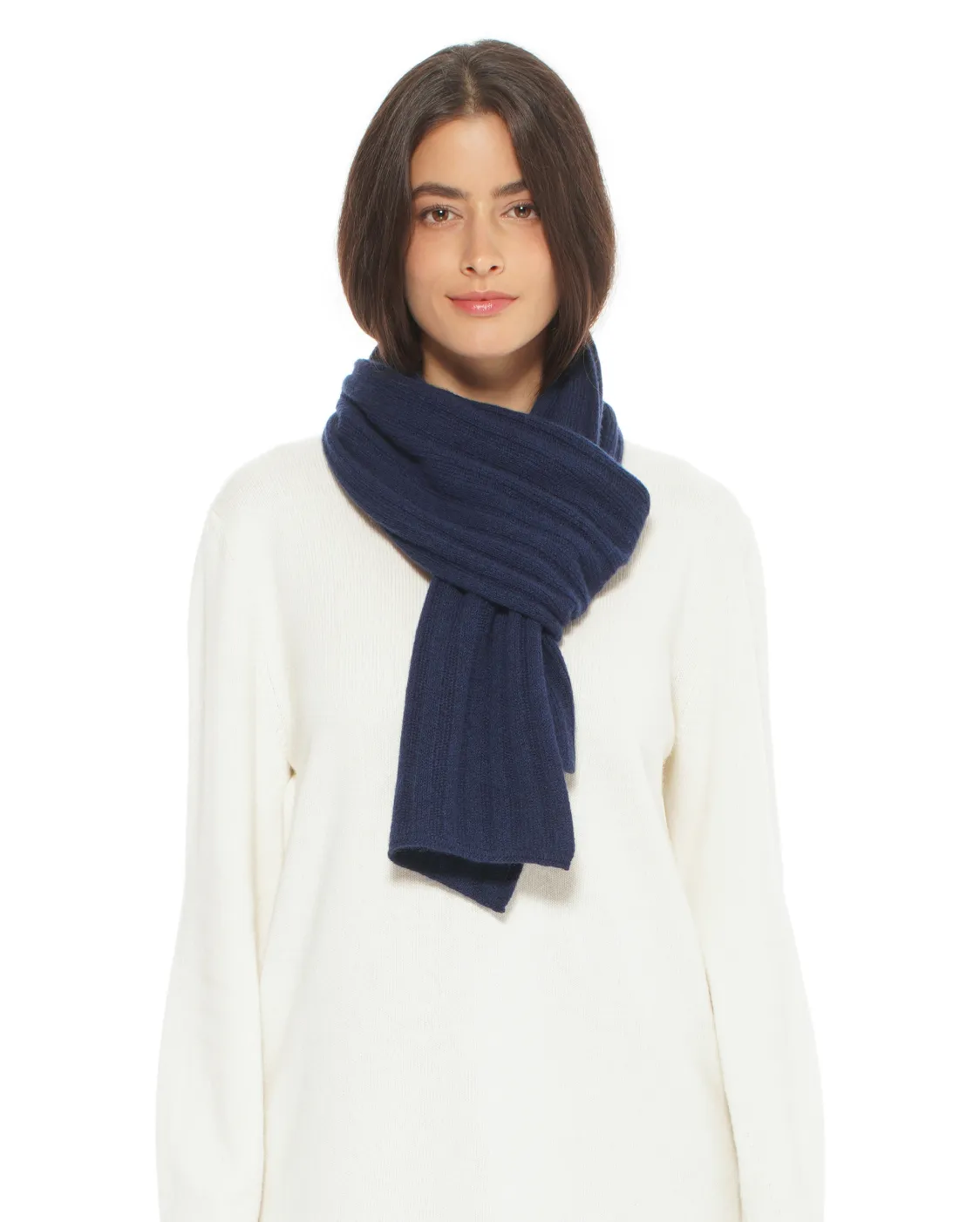 Cashmere & Wool Chunky Ribbed Scarf Night Blue