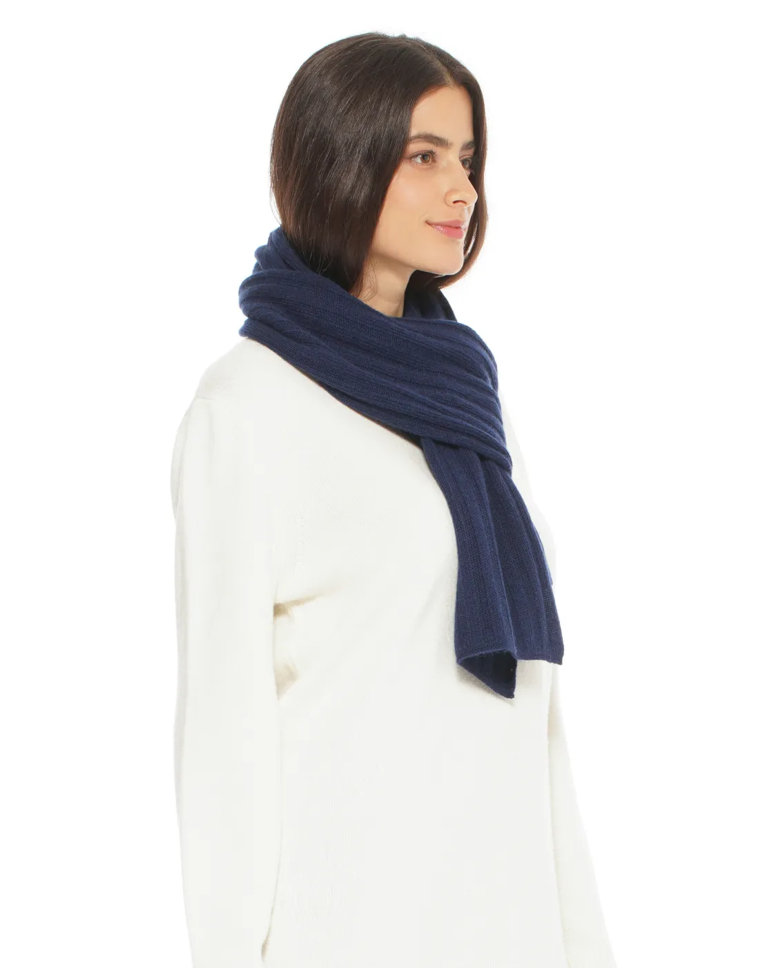 Cashmere & Wool Chunky Ribbed Scarf Night Blue