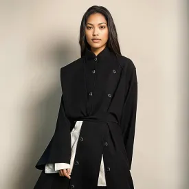 Casual Minimal Goth Irregular Design Trench Coat
