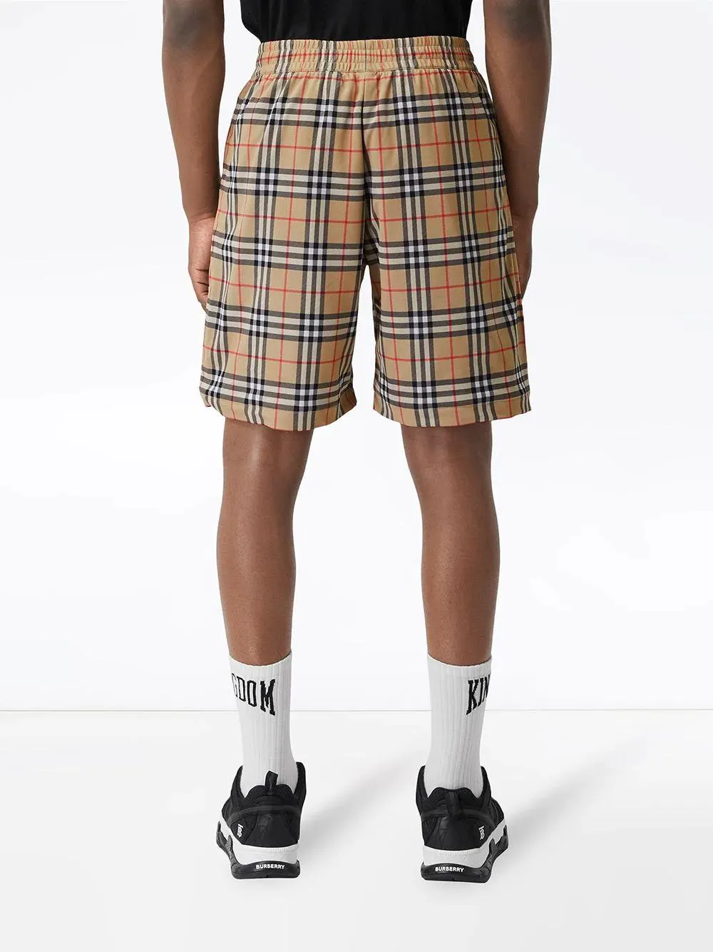 check-print shorts