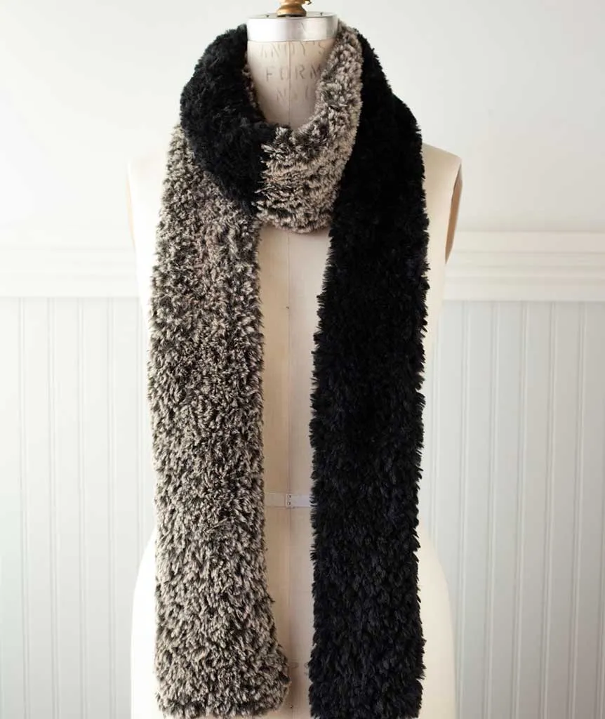 Color-Blocked Faux Fur Scarf Using Sirdar Alpine