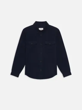 Double Pocket Wool Blend Shirt -- Dark Navy