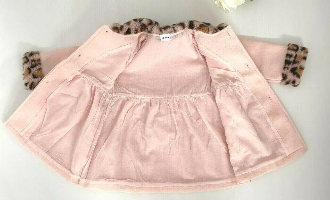 girls coat baby pink leopard lightweight coat  girls jacket new