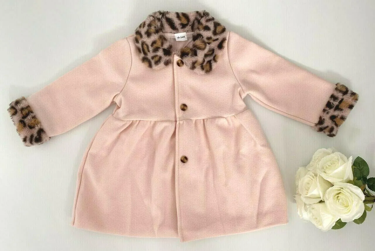 girls coat baby pink leopard lightweight coat  girls jacket new