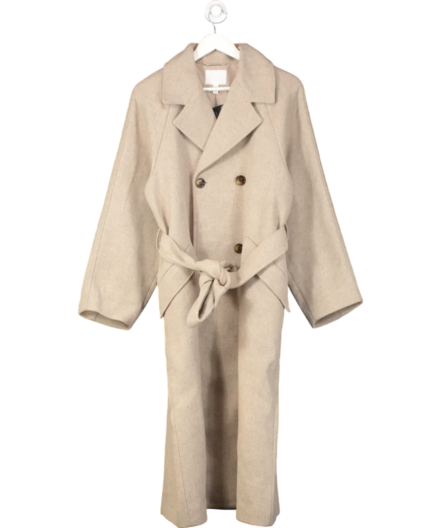 H&M Beige Tie Belt Wool Blend Coat UK M