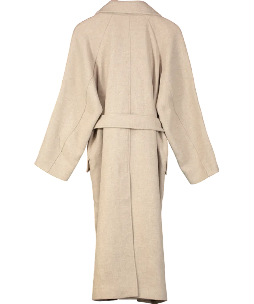 H&M Beige Tie Belt Wool Blend Coat UK M