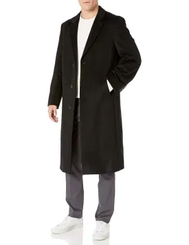 Hart Schaffner Marx Men's Single Breasted Overcoat Luxury Wool Full Length Insulated Topcoat