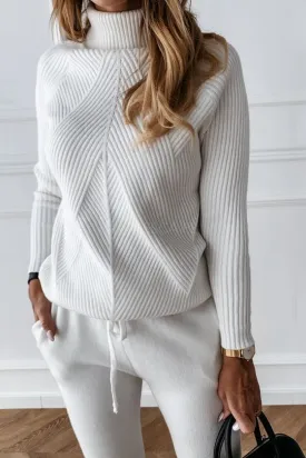 High Collar Casual Top And Trousers Sweater Suit