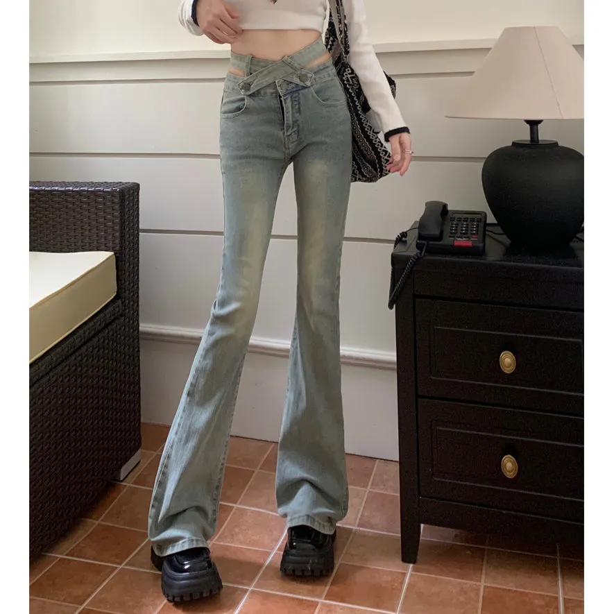 High Waisted Jeans Stretch Floor Mopping Pants