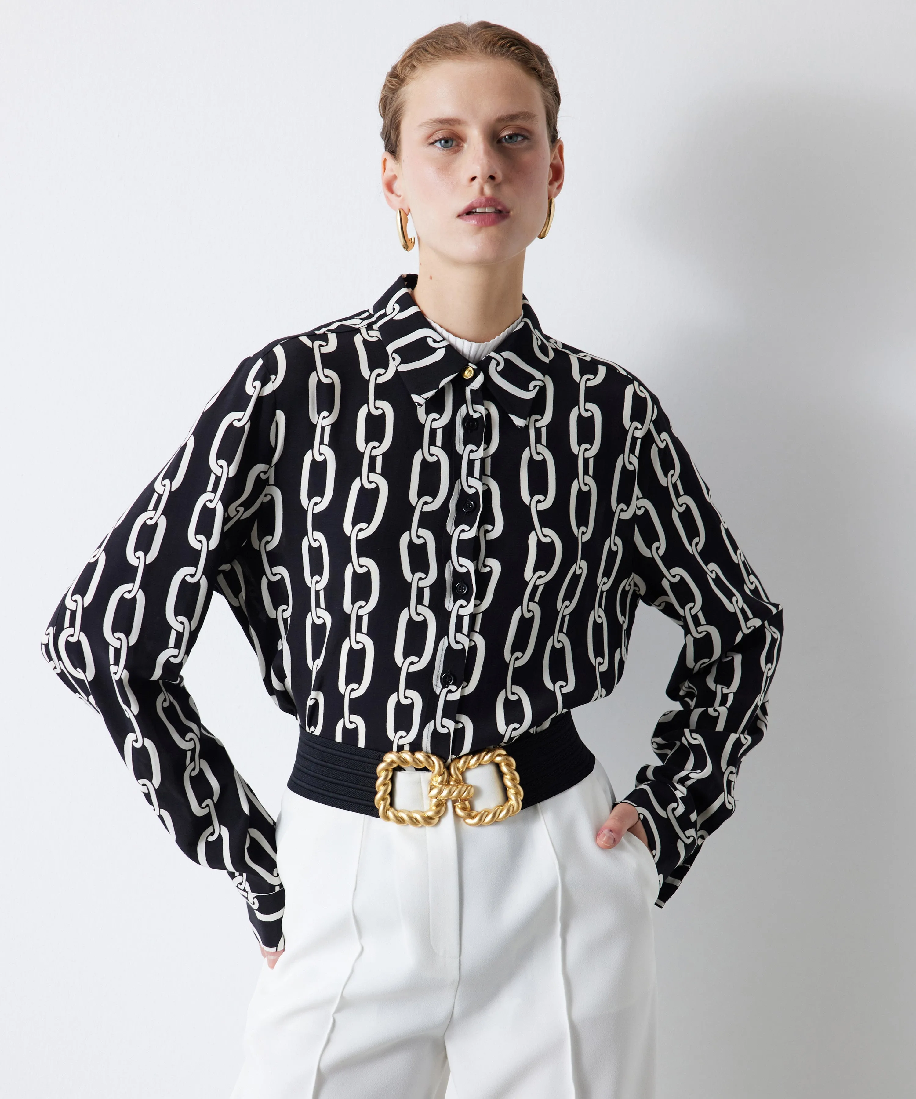 Ipekyol Chain Pattern Shirt Black