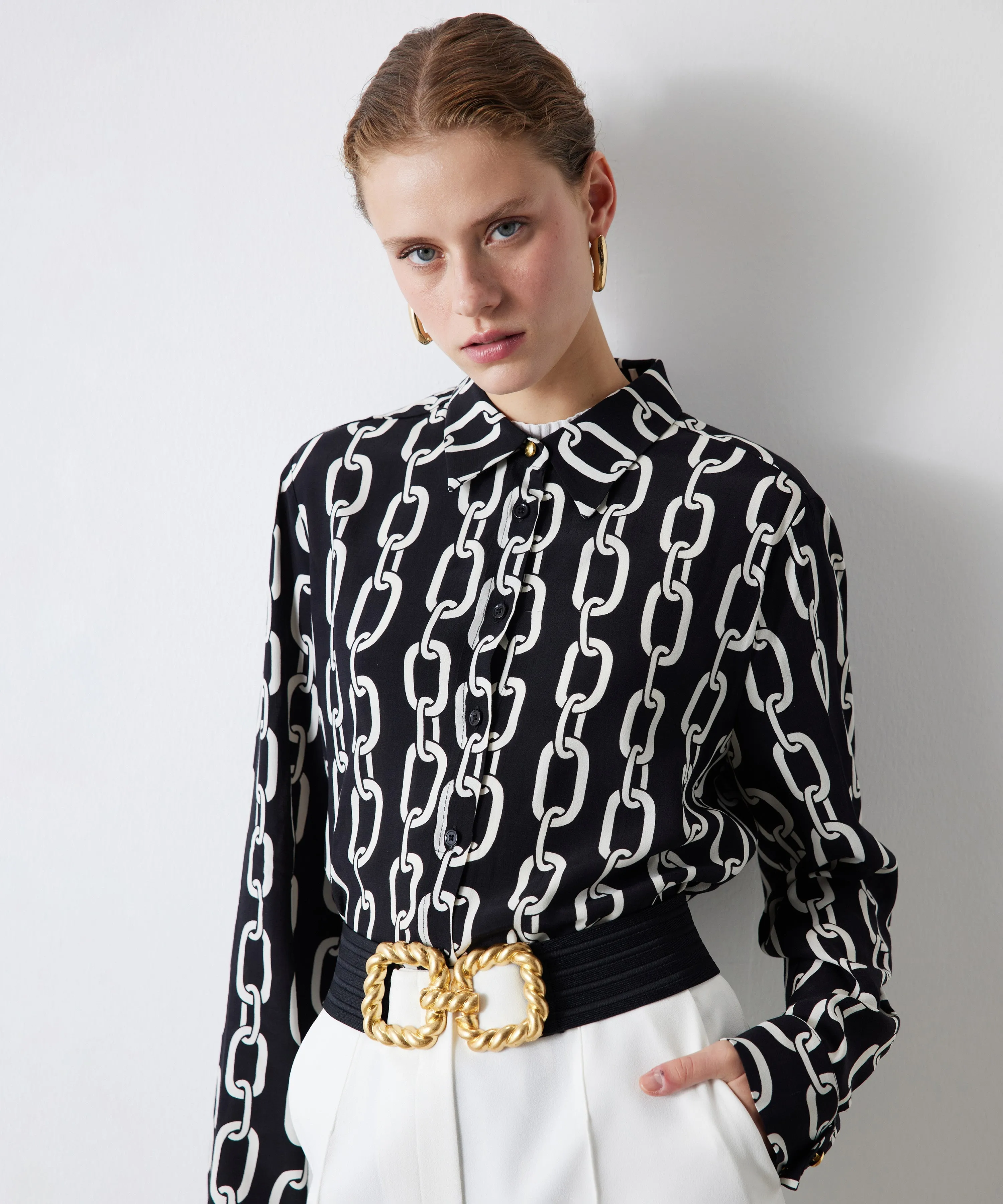 Ipekyol Chain Pattern Shirt Black