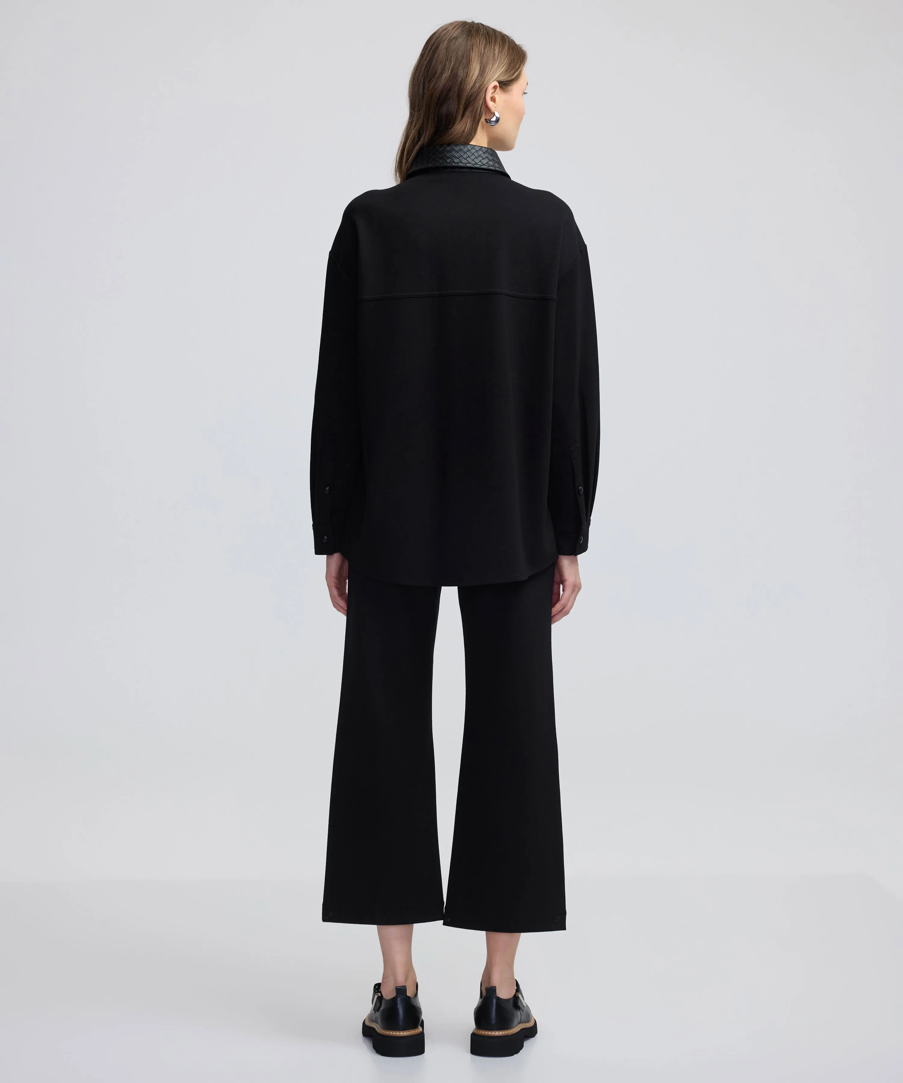 Ipekyol Textured Faux Leather Mix Shirt Black