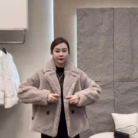 Lapel Collar Sherpa Short Coat