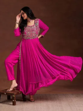 Libas Art Pink Yoke Design Georgette Anarkali Suit With Dupatta