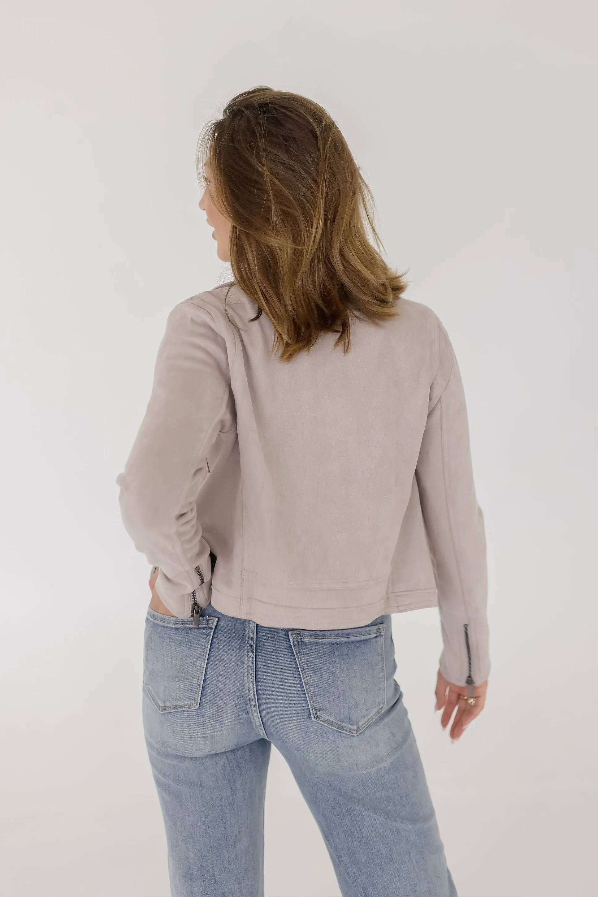 London Vegan Suede Lapel Jacket Beige