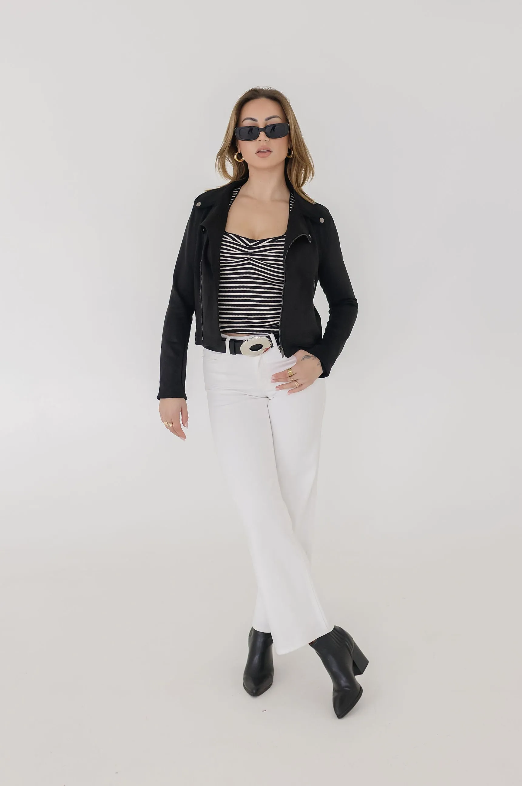 London Vegan Suede Moto Jacket Black