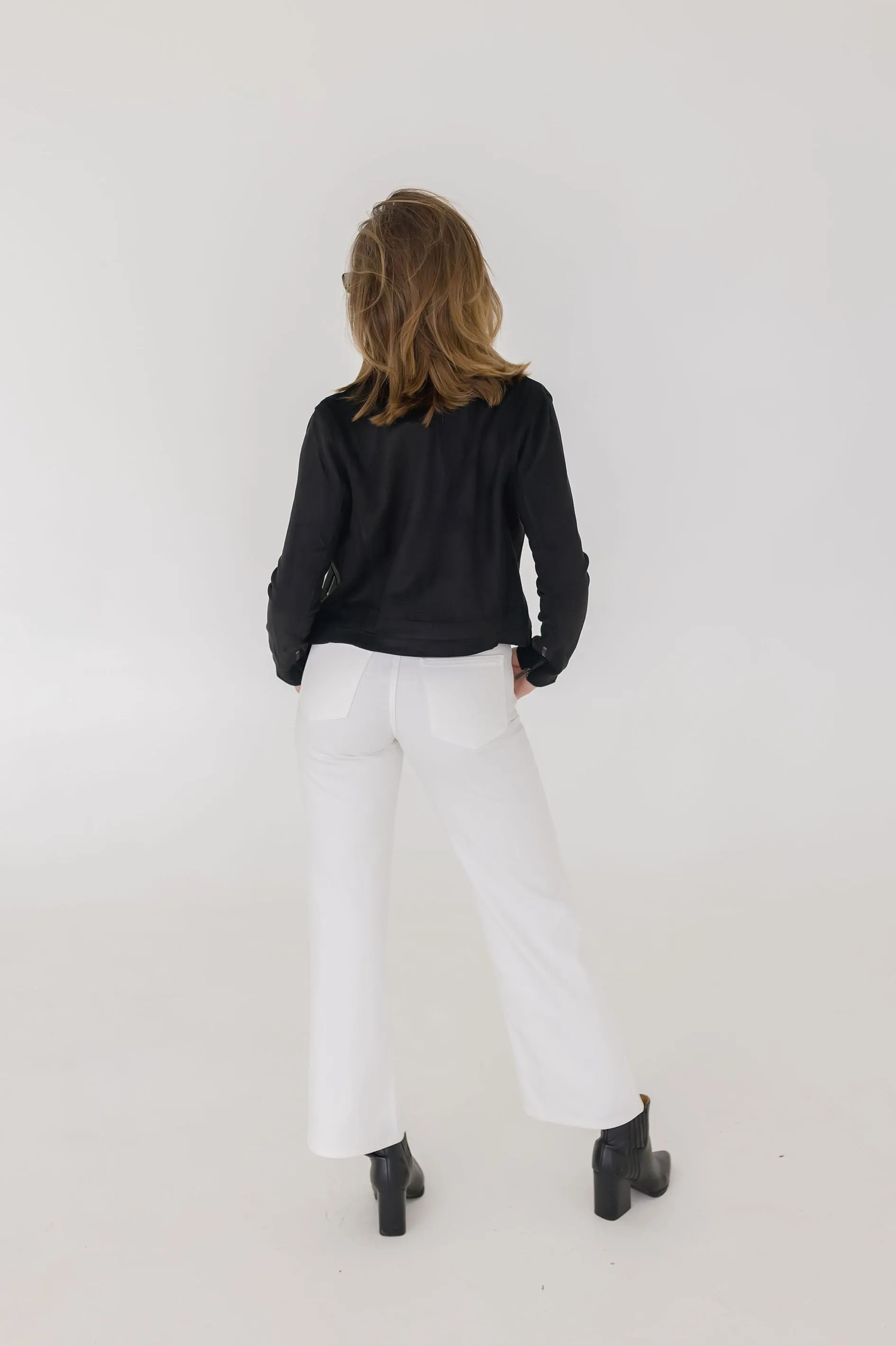 London Vegan Suede Moto Jacket Black