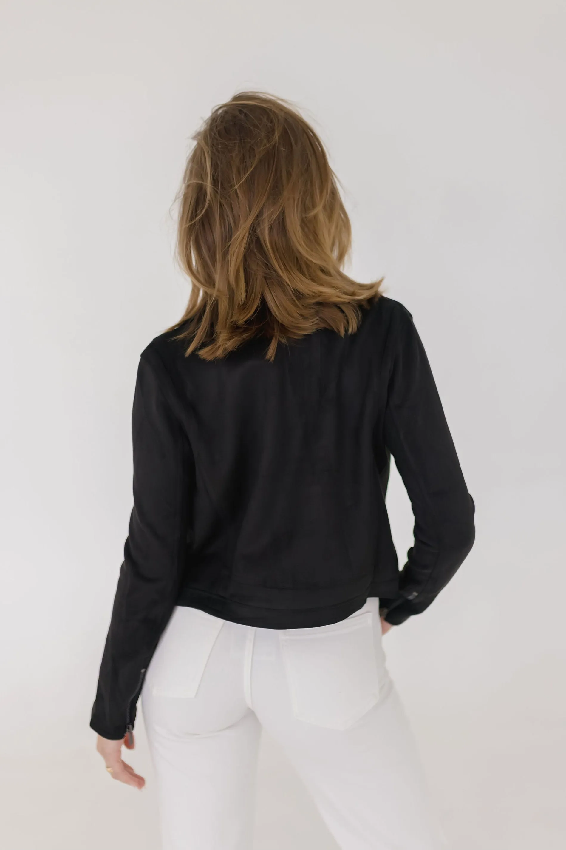 London Vegan Suede Moto Jacket Black