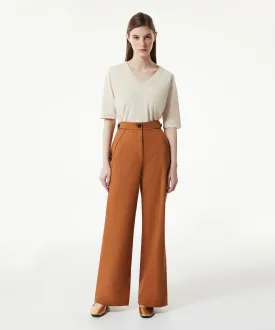 Machka Wide Cut Button Accessory Trousers Camel