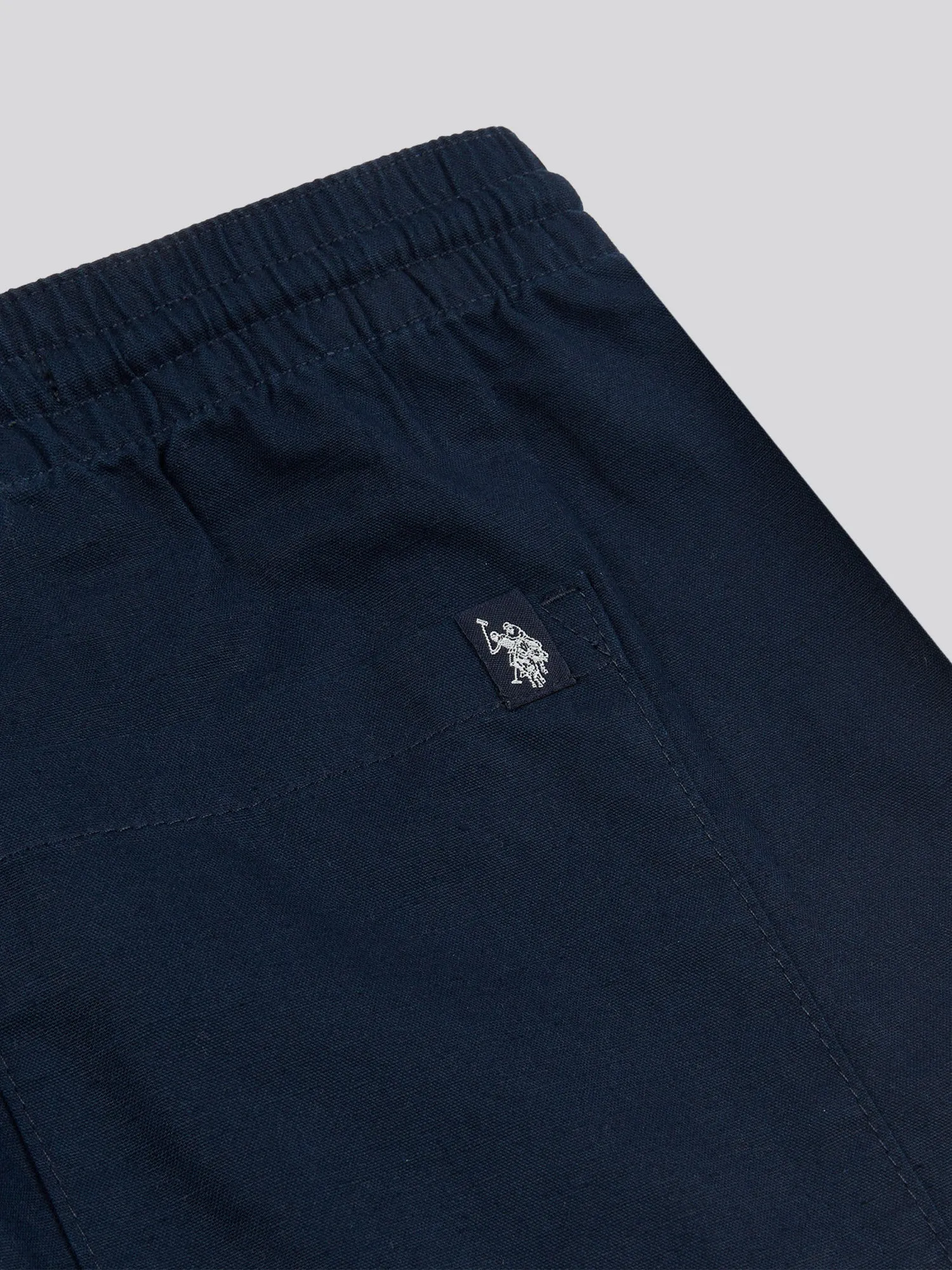 Mens Linen Blend Drawstring Trousers in Dark Sapphire Navy