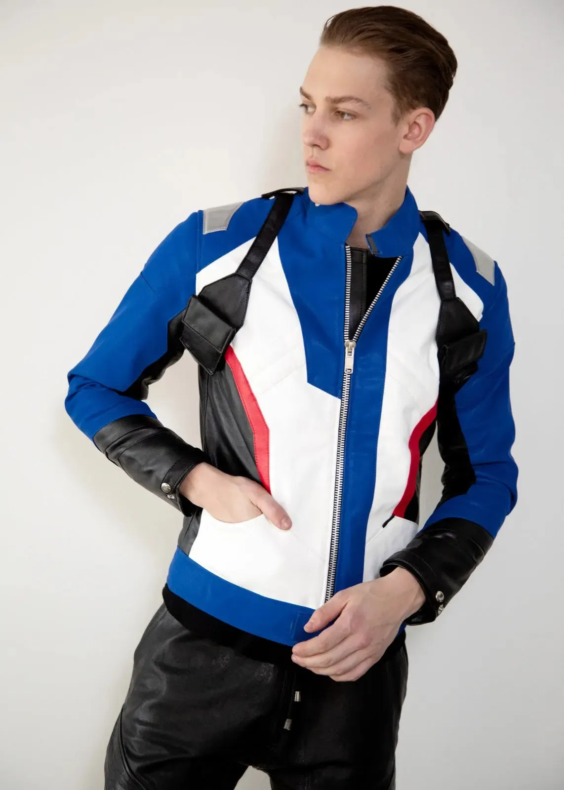 Men's Soldier 76 Blue Real Leather Jacket