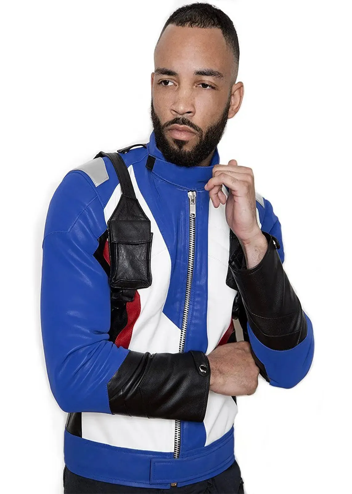 Men's Soldier 76 Blue Real Leather Jacket