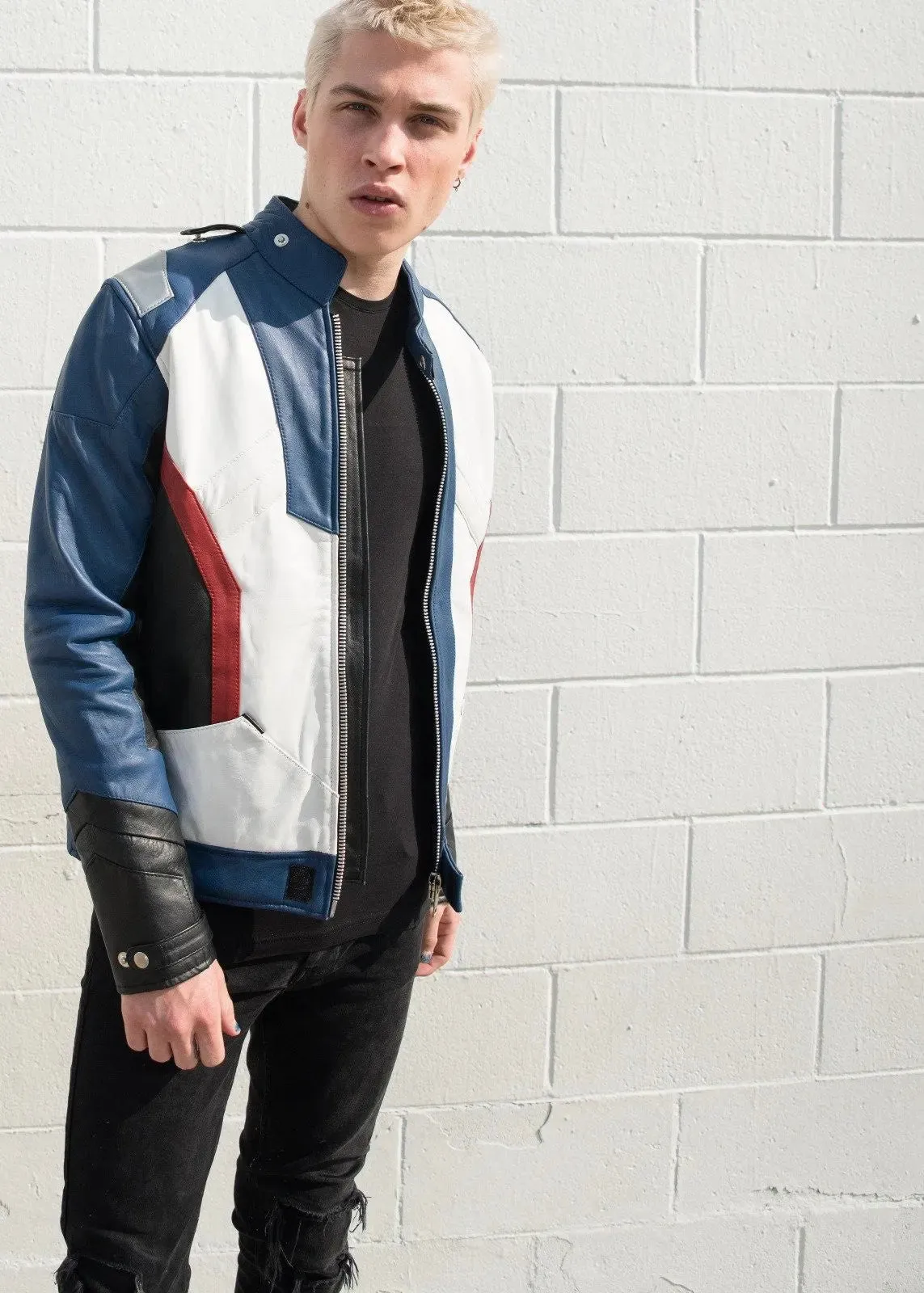 Men's Soldier 76 Blue Real Leather Jacket