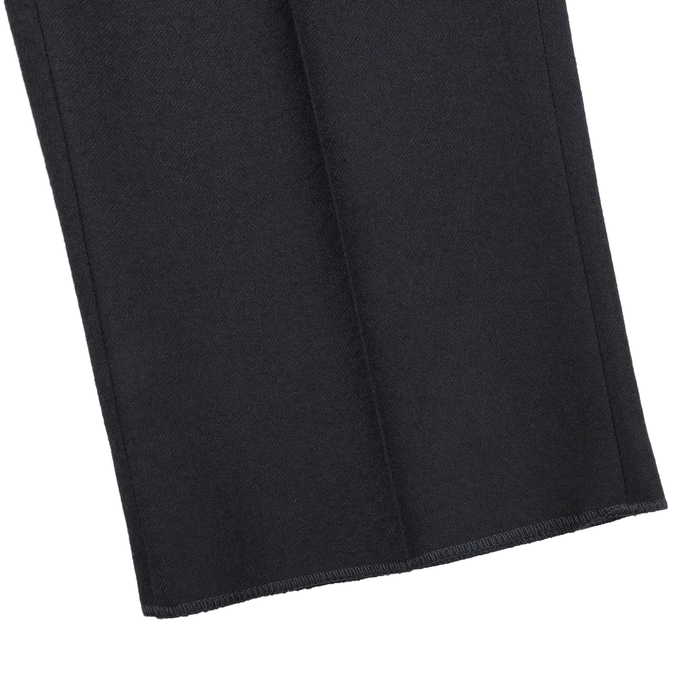 Navy Blue Wool Flannel Slim Trousers