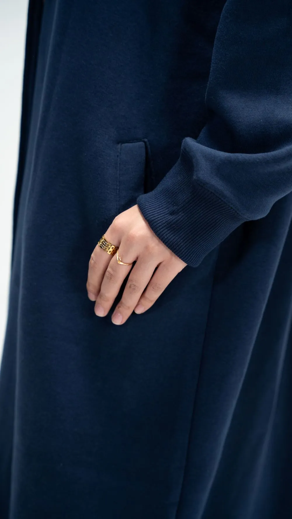 Navy Trench Hoodie Abaya