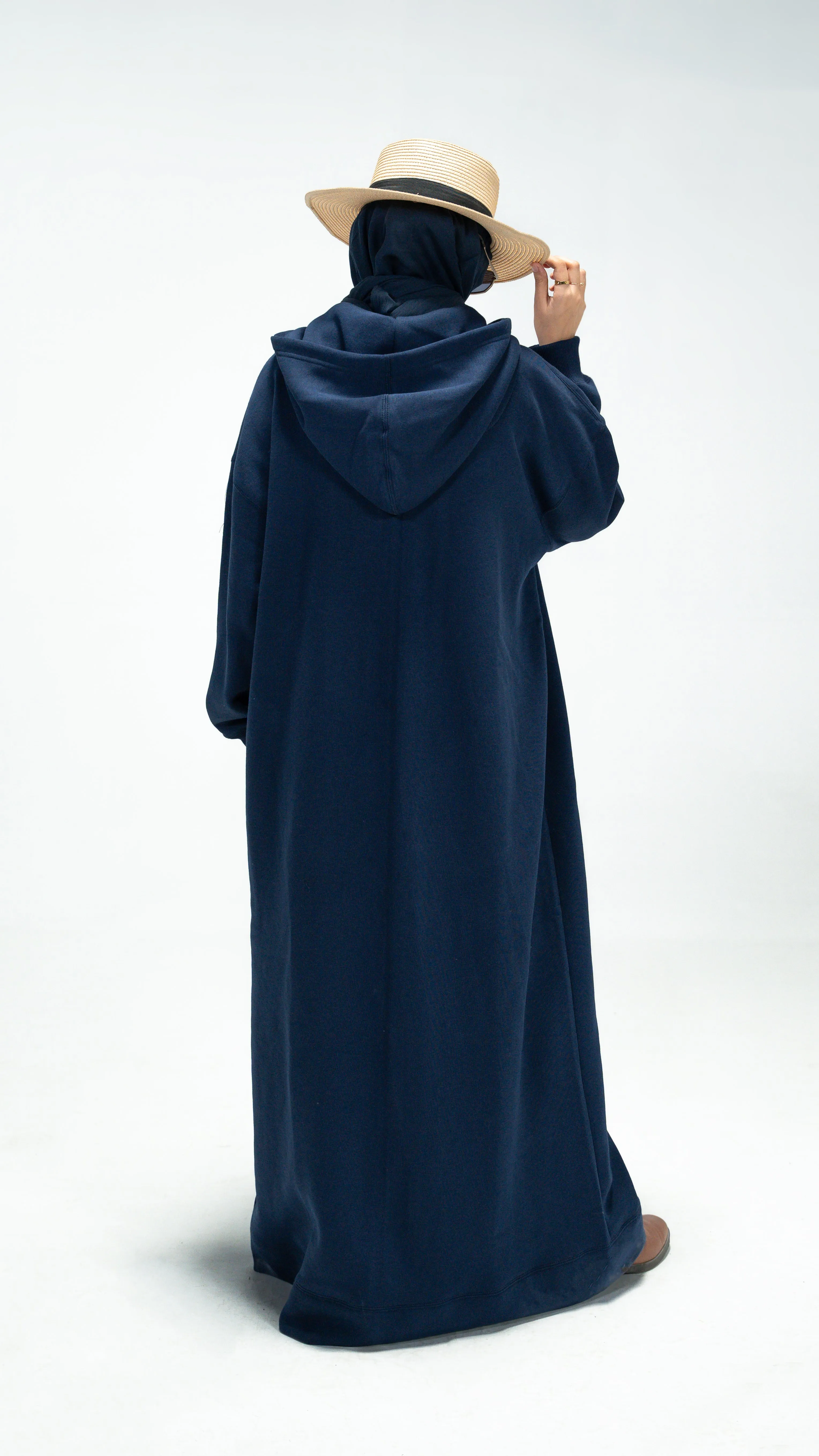 Navy Trench Hoodie Abaya