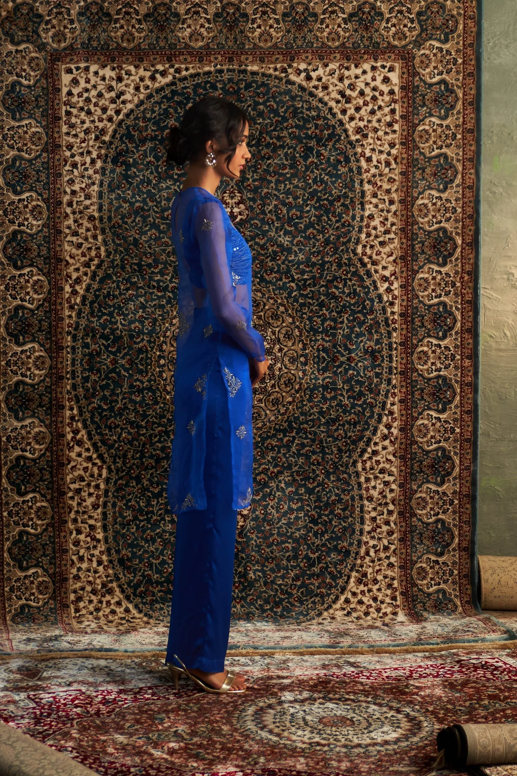 Neel Embroidered Straight  Co-ord set/ Kurta set