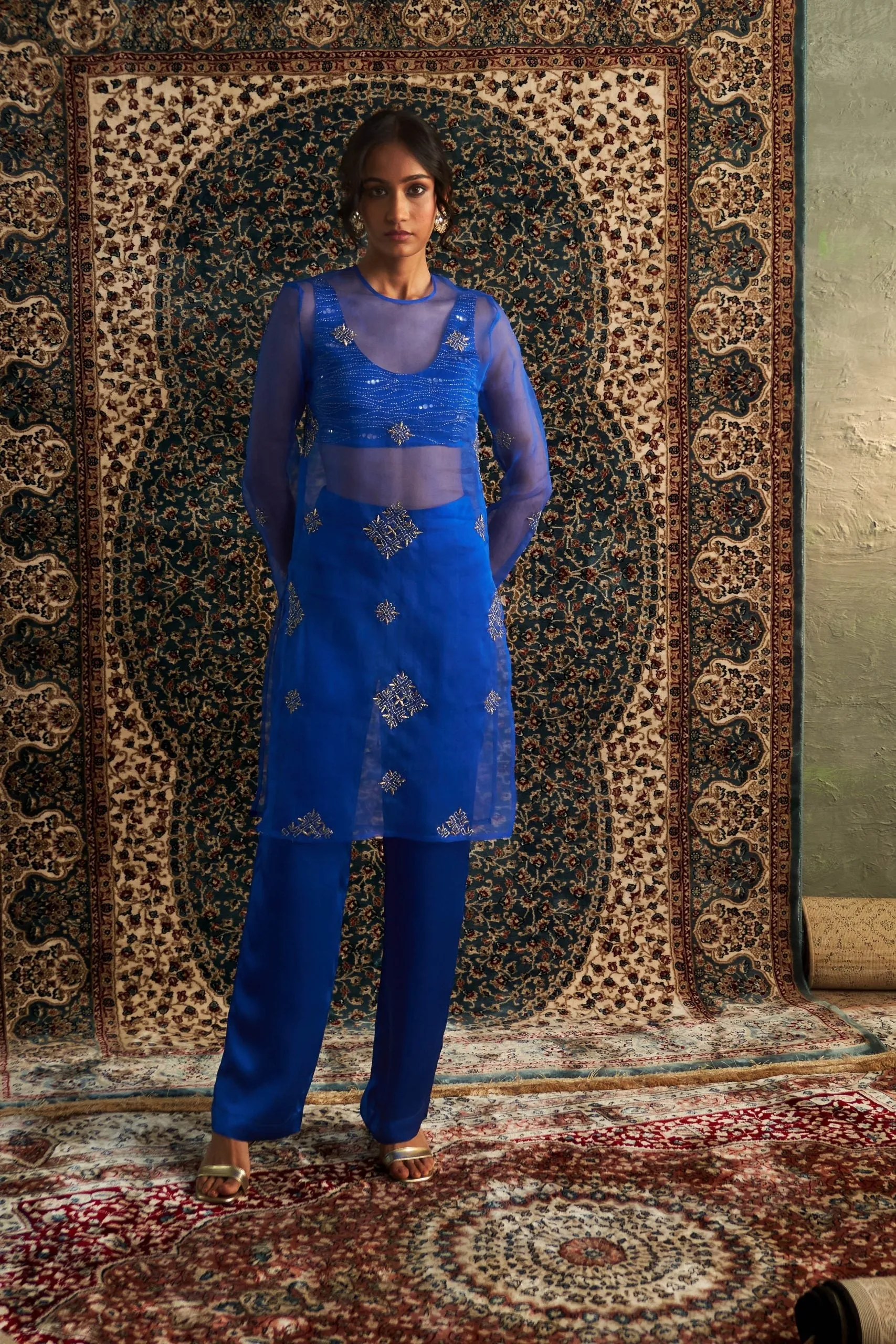 Neel Embroidered Straight  Co-ord set/ Kurta set