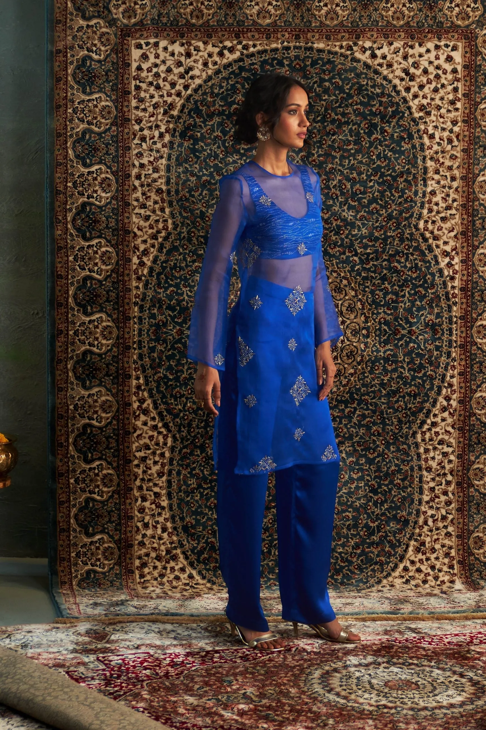 Neel Embroidered Straight  Co-ord set/ Kurta set