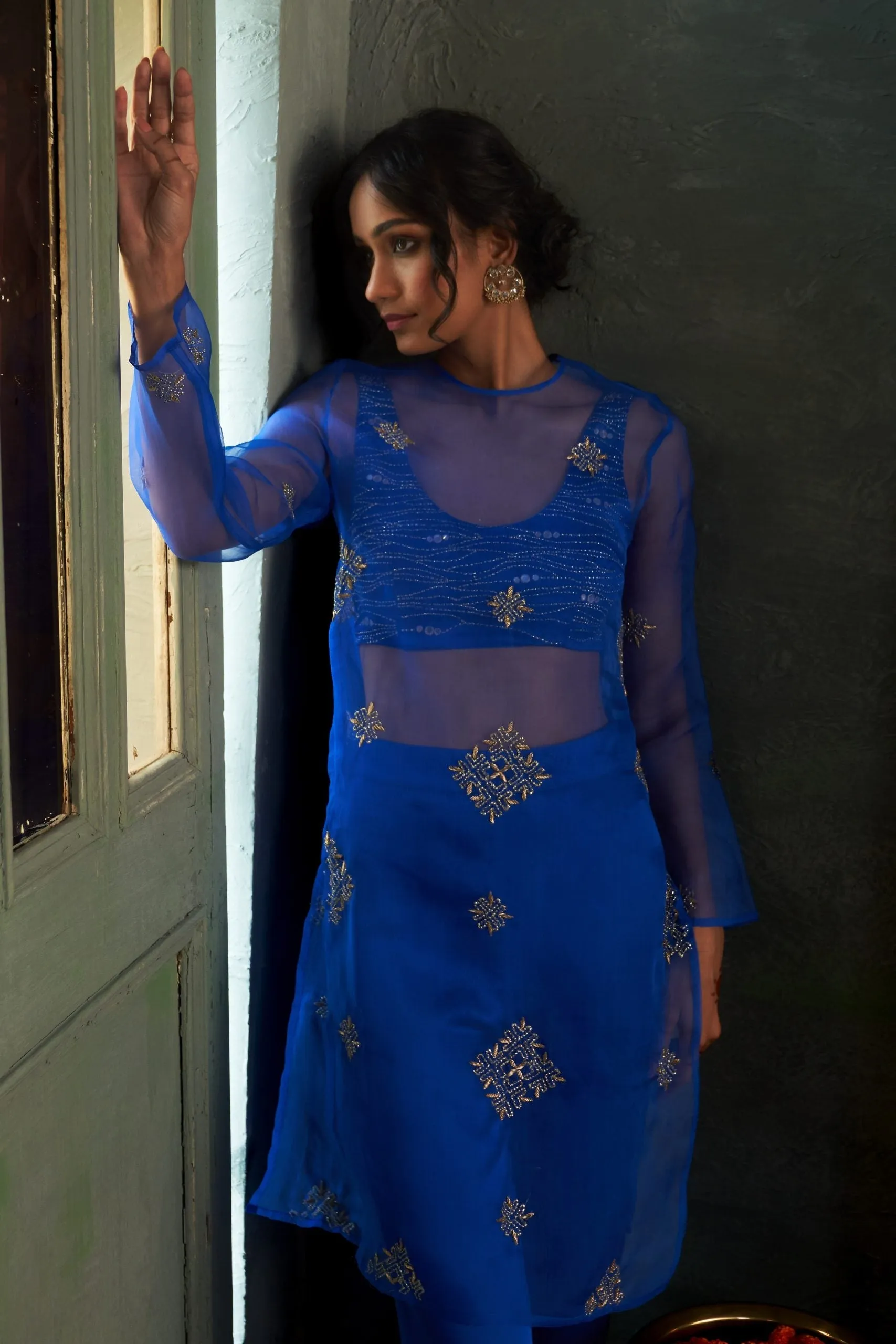Neel Embroidered Straight  Co-ord set/ Kurta set